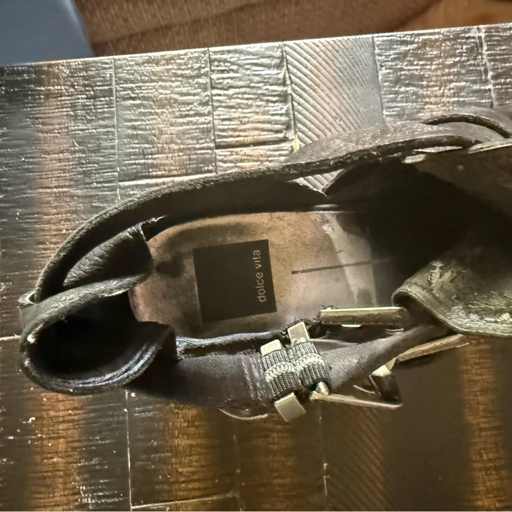 Dolce Vita Spur Western Buckle Ankle Booties Black Leather Size 9.5 Boho Moto - Picture 9 of 14